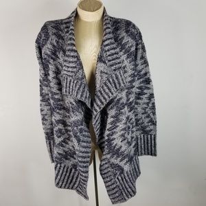 Aztec Pattern Open Front Cardigan Long Sleeve